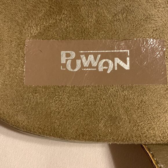 Puwan Size 11 women's tan sandals memory foam sole & buckle detail - Picture 7 of 9